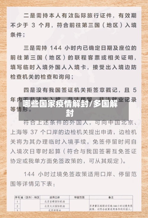 哪些国家疫情解封/多国解封