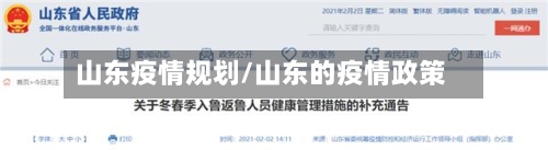 山东疫情规划/山东的疫情政策